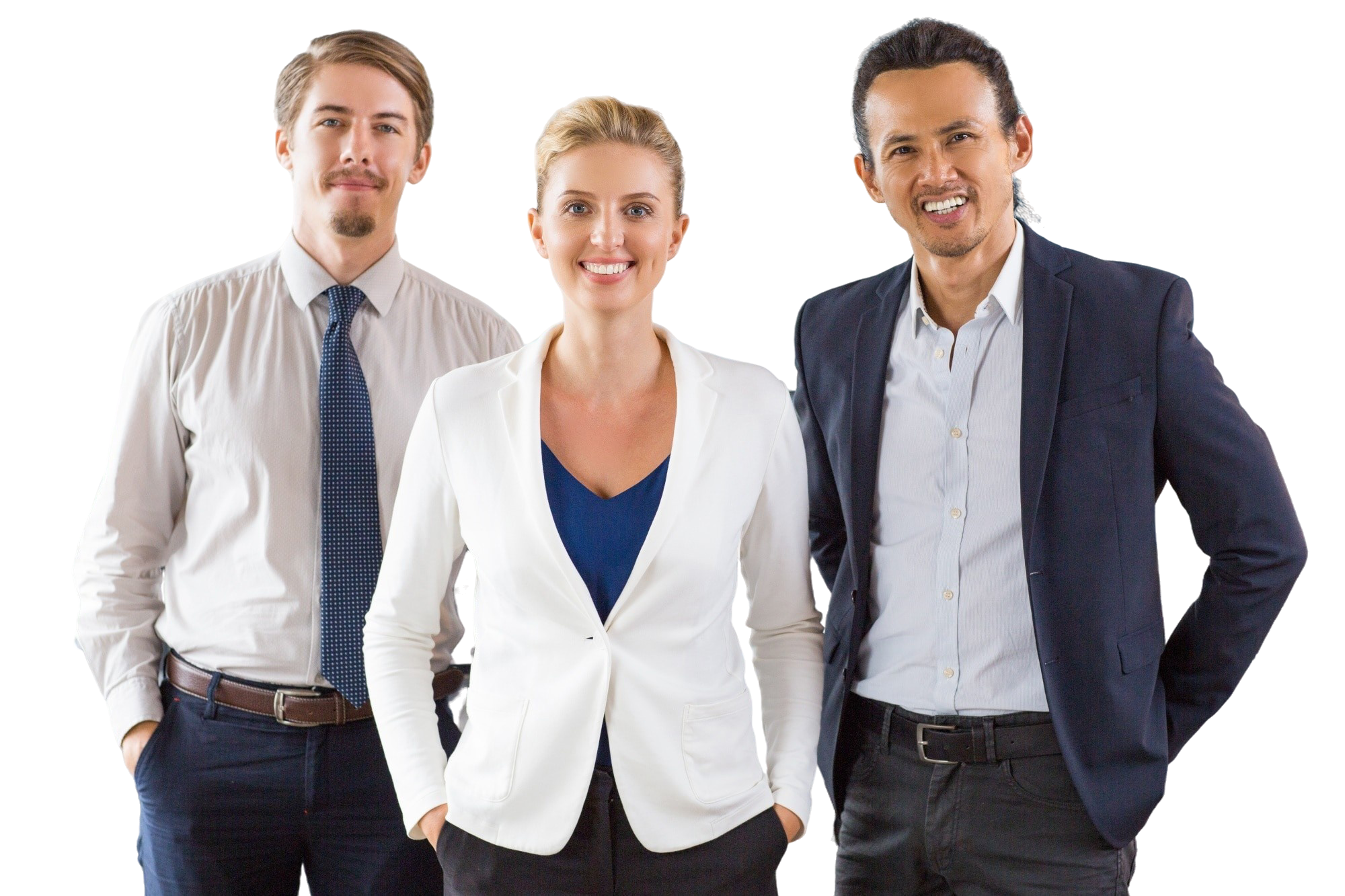 Smiling professional man presenting a tablet with content on the screen